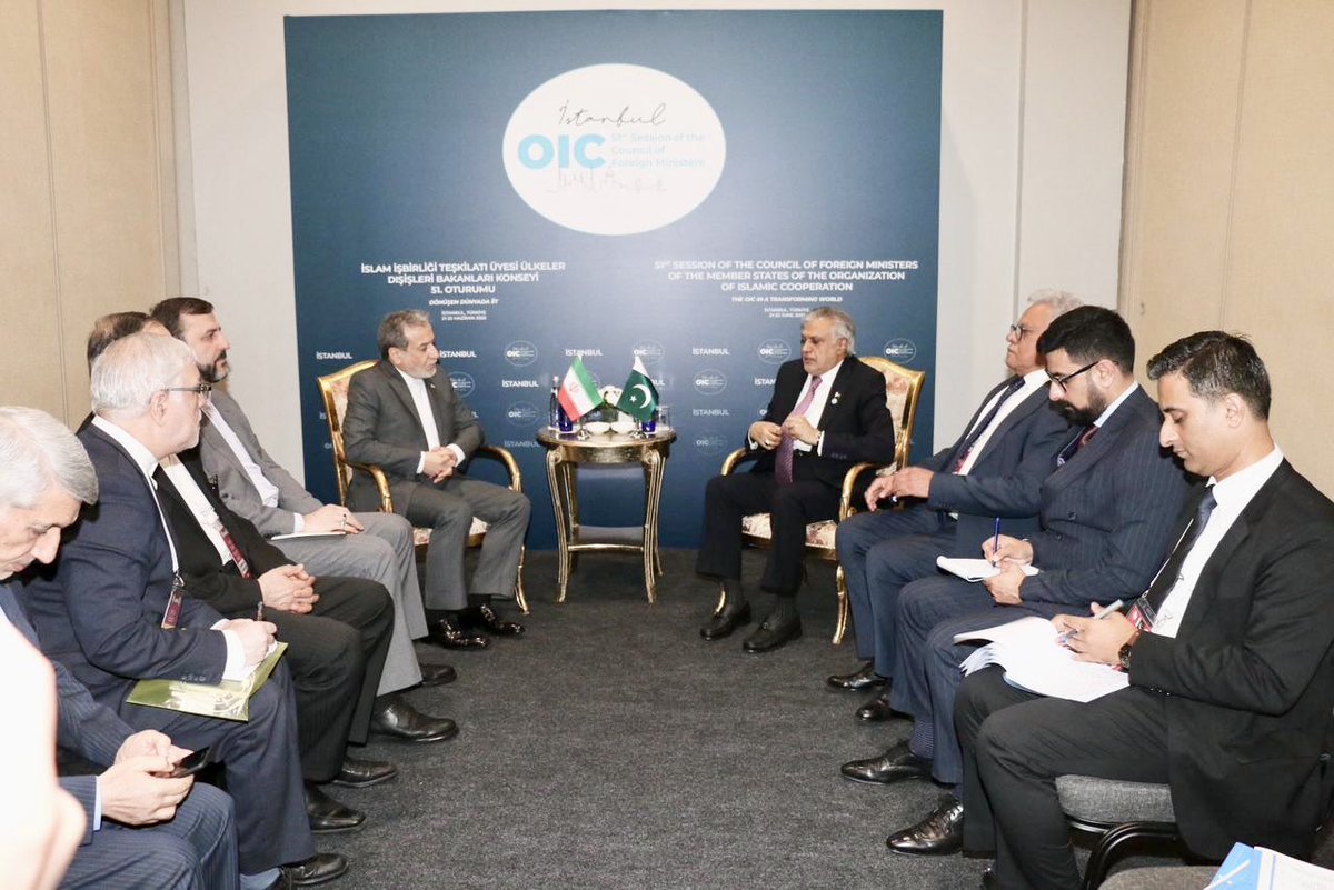 Ishaq Dar (@mishaqdar50) on Twitter photo Met my dear brother, Iranās Foreign Minister Seyed Abbas Araghchi <a href="/araghchi/">Seyed Abbas Araghchi</a>, today on the sidelines of the 51st OIC CFM in Istanbul. FM Araghchi shared Iranās perspective on the evolving regional situation.
I reiterated Pakistanās strong condemnation of Israelās unjustified and Met my dear brother, Iranās Foreign Minister Seyed Abbas Araghchi <a href="/araghchi/">Seyed Abbas Araghchi</a>, today on the sidelines of the 51st OIC CFM in Istanbul. FM Araghchi shared Iranās perspective on the evolving regional situation.
I reiterated Pakistanās strong condemnation of Israelās unjustified and