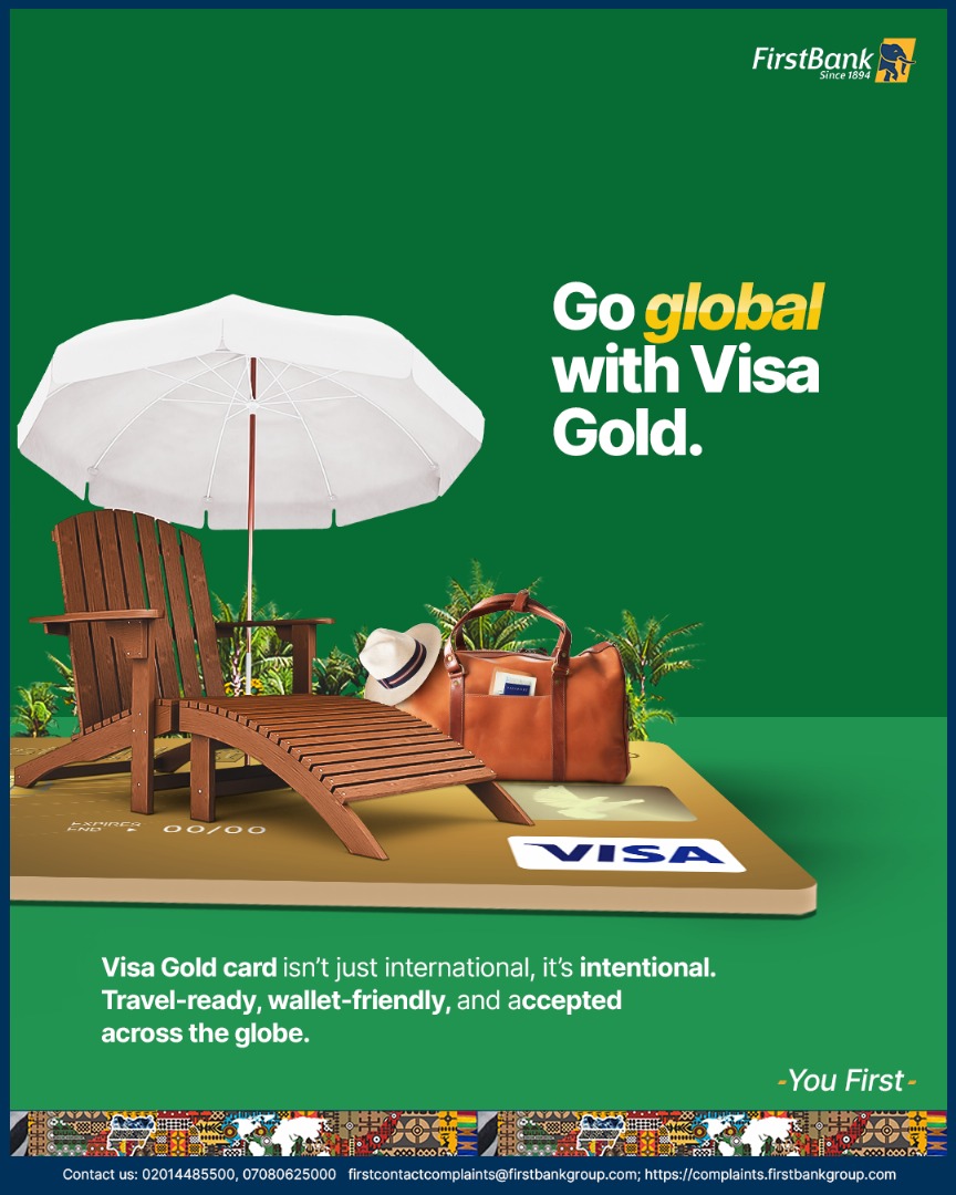 From Lagos to London, your FirstBank Visa Gold has you covered. 

Shop, dine, and withdraw cash in over 200 countries without skipping a beat.🤩

Click on the link below to get started:
firstbanknigeria.com/personal/cards…

#FirstBank #YouFirst #Cards