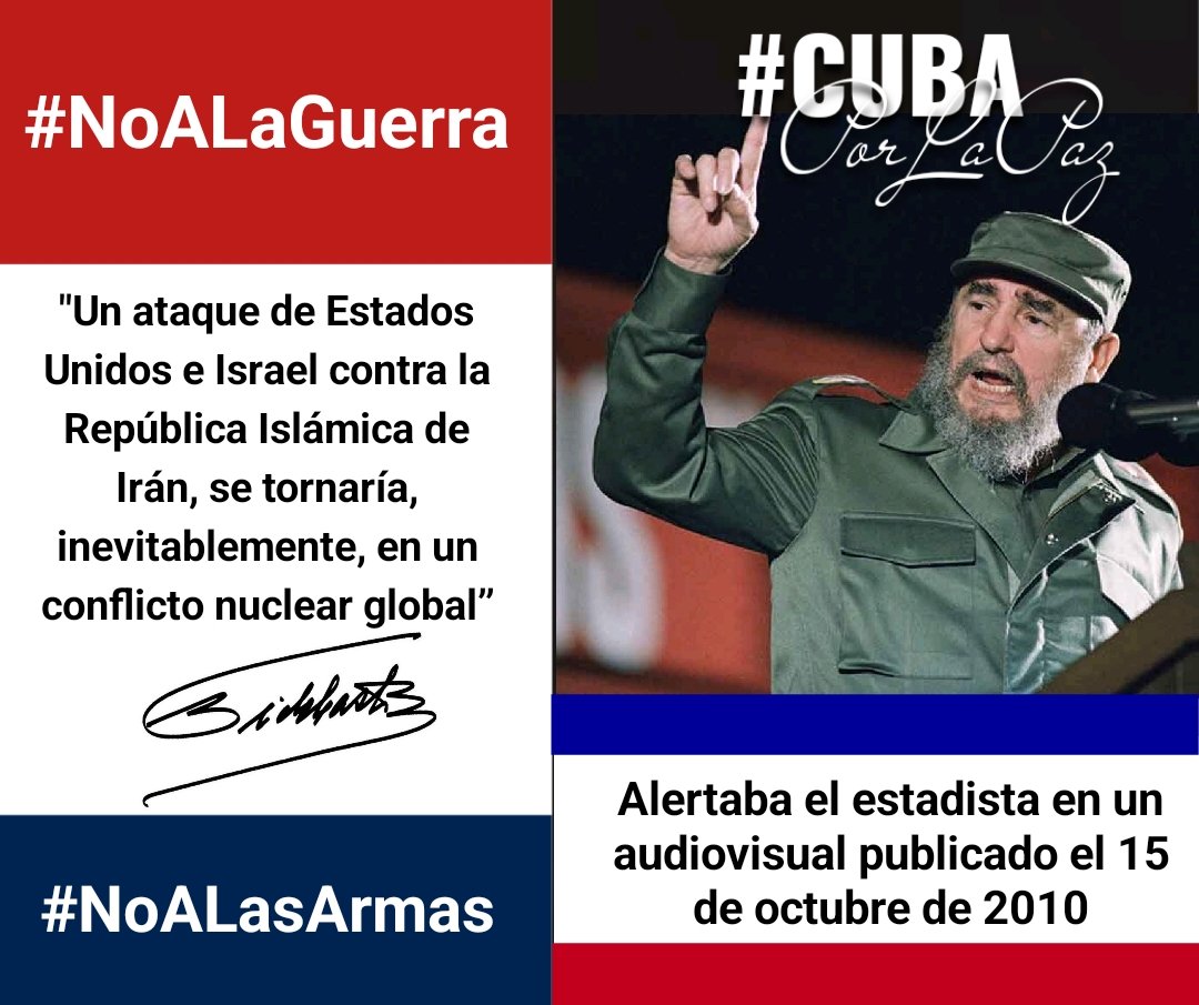 ExtensionUcmh's tweet photo. Tenemos que luchar por la #Paz , como dijo Fidel: « por salvar a la Humanidad de una destrucción apocalíptica (...)» y alertó el peligro de hoy #NoALasArmas
#FidelPorSiempre 
#CubaPorLaPaz https://t.co/eyg4vDAjJE