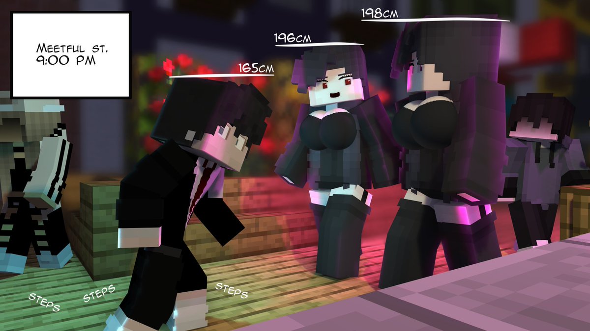 Razor_wqll's tweet photo. Hey! Watch where you're going! A guy accidentally bumped into two endergirl sisters.
#giantess #growth #tallgirl https://t.co/3sfQZ32ZL8