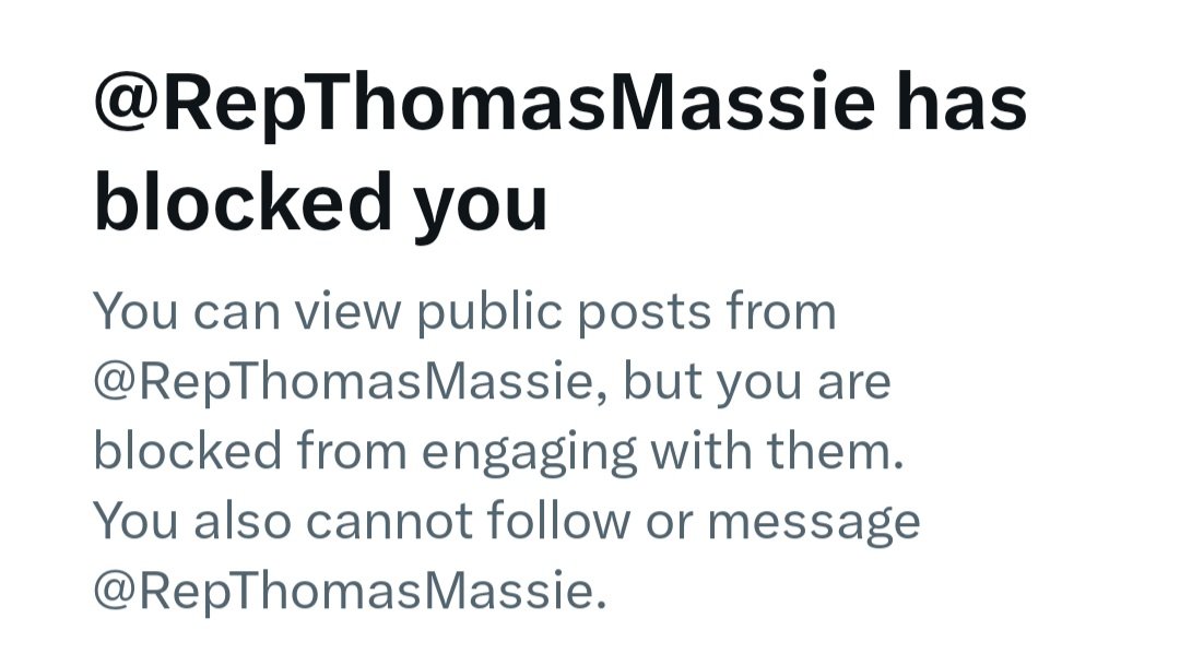 Got blocked by a sitting congressman for telling him to do his job. We’re truly in the golden age of feelings over facts.