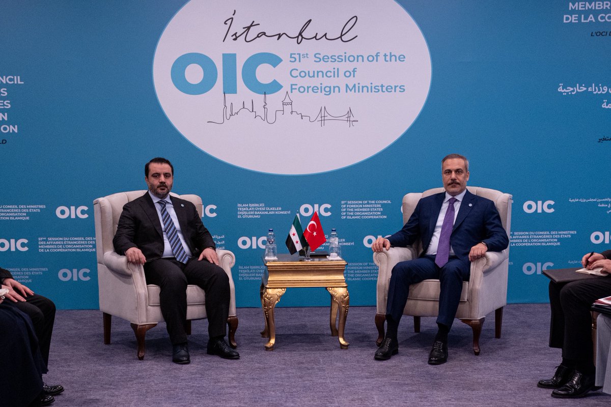 Turkish MFA (@mfaturkiye) on Twitter photo Minister of Foreign Affairs <a href="/HakanFidan/">Hakan Fidan</a> met with Asaad Hassan Al-Shaibani, Minister of Foreign Affairs of Syrian Arab Republic, on the margins of the 51st Session of the Organization of Islamic Cooperation Council of Foreign Ministers Meeting, in İstanbul. Minister of Foreign Affairs <a href="/HakanFidan/">Hakan Fidan</a> met with Asaad Hassan Al-Shaibani, Minister of Foreign Affairs of Syrian Arab Republic, on the margins of the 51st Session of the Organization of Islamic Cooperation Council of Foreign Ministers Meeting, in İstanbul.