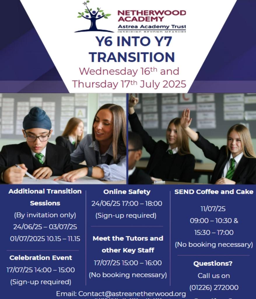 We can't wait to meet everyone who will be joining the Netherwood family in 2025. We have lots of events planned, if you want to know more about any of them just ask! Our dedicated transition team are always on hand to help!  🌟