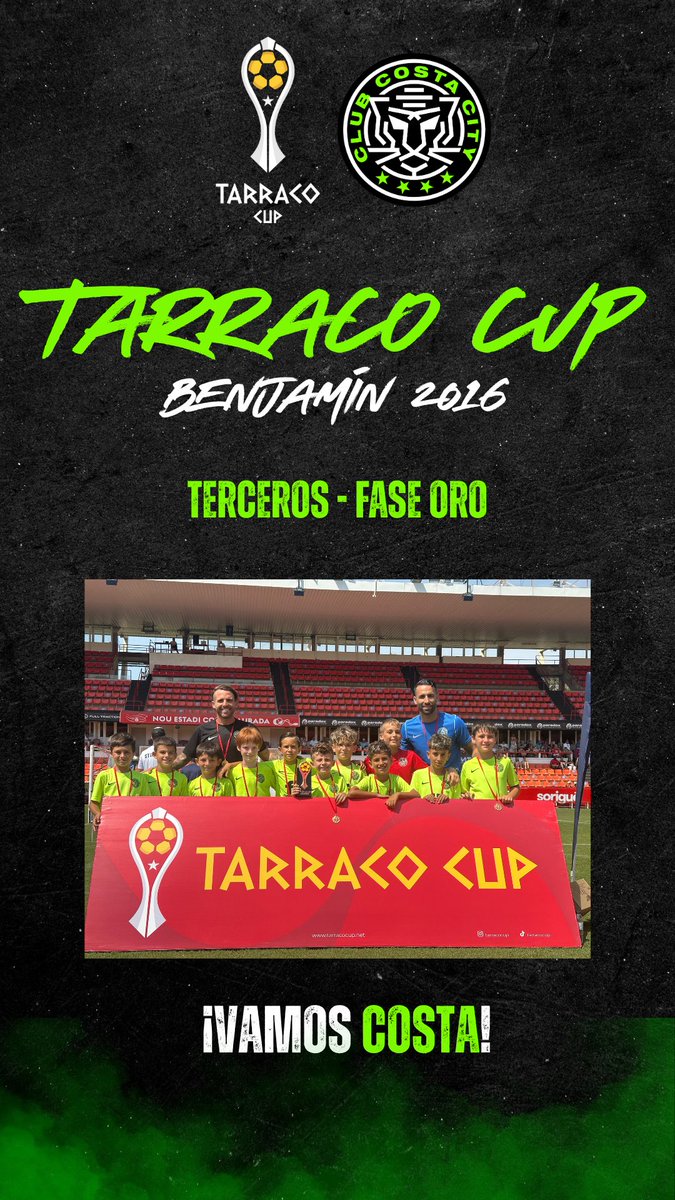 El Benjamín 2016 ha participado en la Tarraco Cup quedando terceros en la Fase Oro. 

𝗩𝗔𝗠𝗢𝗦 𝗖𝗢𝗦𝗧𝗔 🖤💚