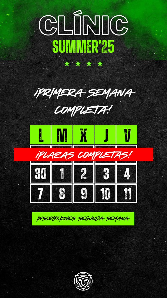 ¡𝐏𝐫𝐢𝐦𝐞𝐫𝐚 𝐬𝐞𝐦𝐚𝐧𝐚 𝐜𝐨𝐦𝐩𝐥𝐞𝐭𝐚! 

🖤💚

¡Inscríbete para las siguientes semanas!

🔗  forms.gle/zyNvW9NN2XoNqB…