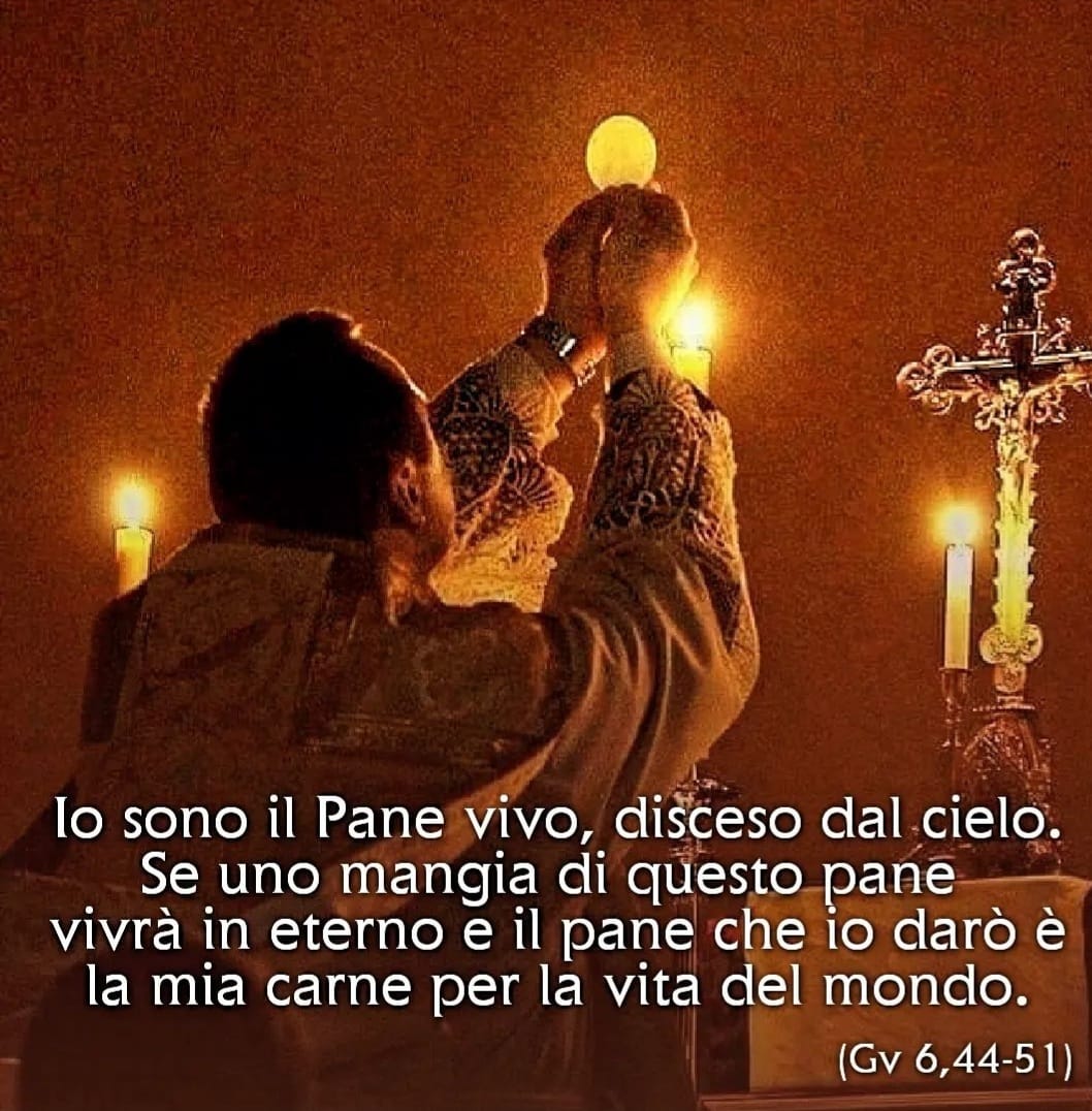 srmcarla's tweet photo. #SSmoCorpoeSanguediCristo
#sequenza
Ecco il pane degli angeli,
pane dei pellegrini,
vero pane dei figli:
non deve essere gettato.
Buon pastore, vero pane,
o Gesù pietà di noi:
nutrici e difendibile,
portaci ai beni eterni
nella terra dei viventi. https://t.co/DRayZ28HJ7