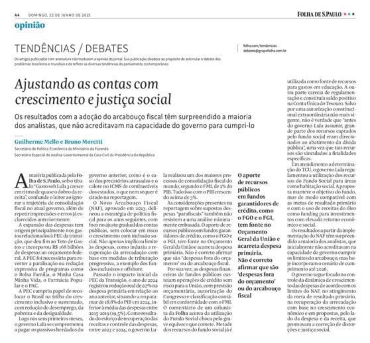 Artigo que escrevi com Bruno Moretti demonstrando o sucesso da estratégia de recuperação fiscal com crescimento e justiça social. Também corrigimos alguns erros recorrentes que alguns analistas insistem em cometer no debate fiscal.