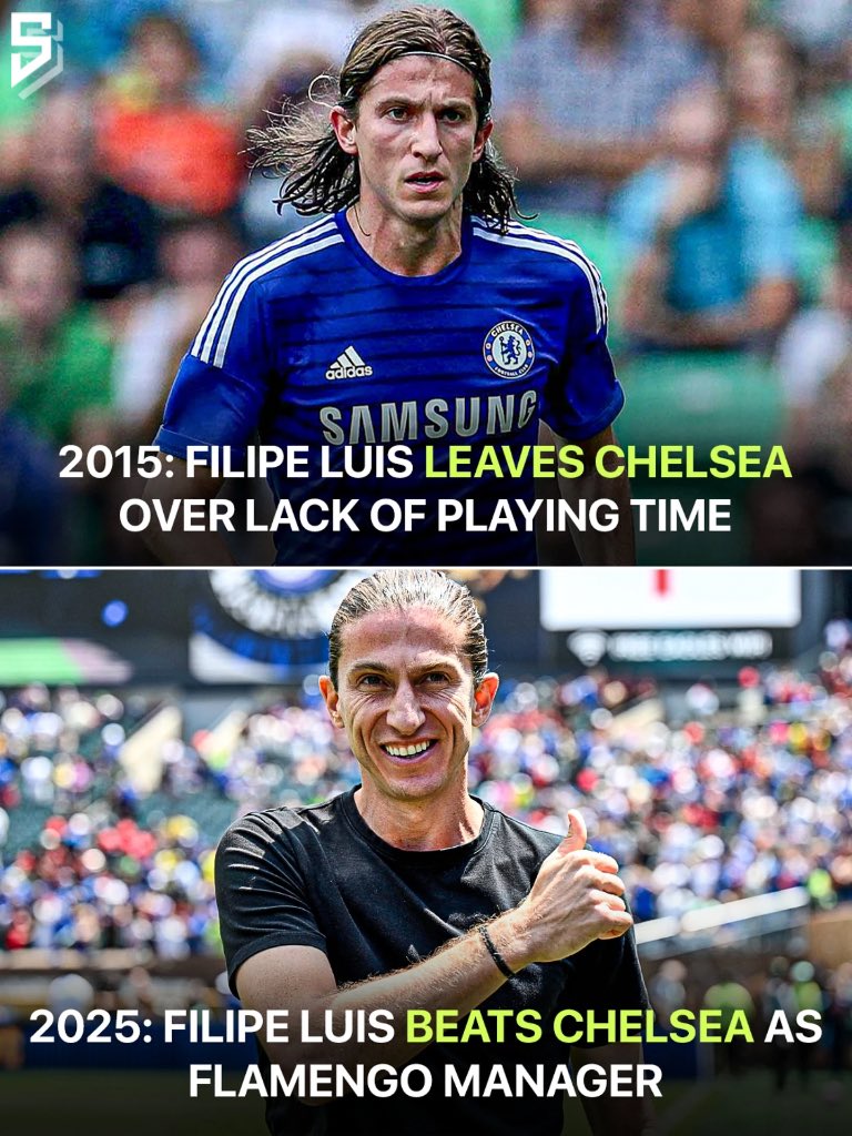 In 2015, Filipe Luís left Chelsea after one season with limited minutes.

Ten years later, he returned as Flamengo manager and beat them 3-1 at the Club World Cup 🔥

He’s won as many trophies (3) as games lost since taking charge 👏

|  OlamidetheAlbum | Kiddwaya | 1 shot