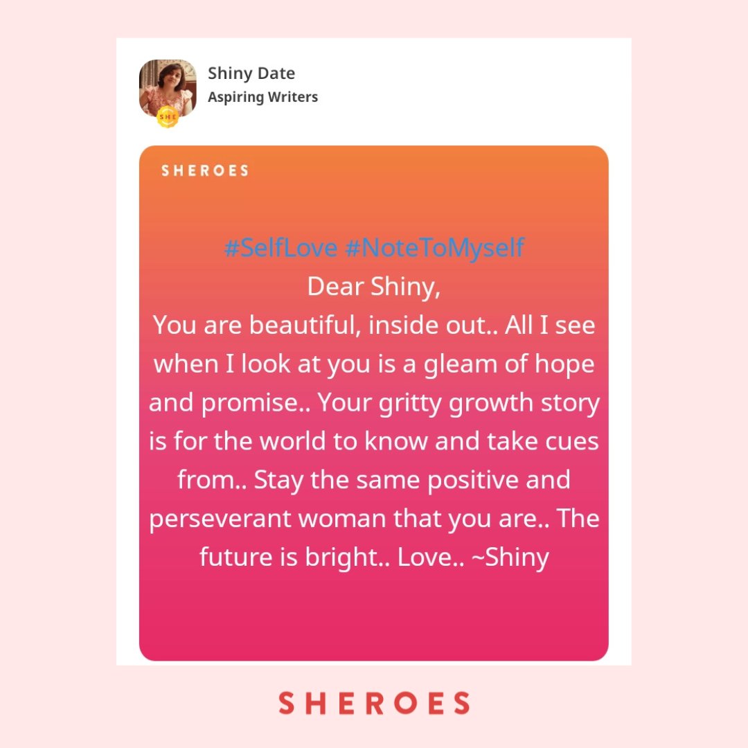 sheroes's tweet image. Sometimes, the most powerful words you'll ever hear are the ones you say to yourself.❤

Because no one knows your journey better than you do.

#SelfLove #NoteToSelf #InnerStrength #SundayInspiration #SelfCareRitual  #SHEROES #GrowthJourney #EmotionalWellness