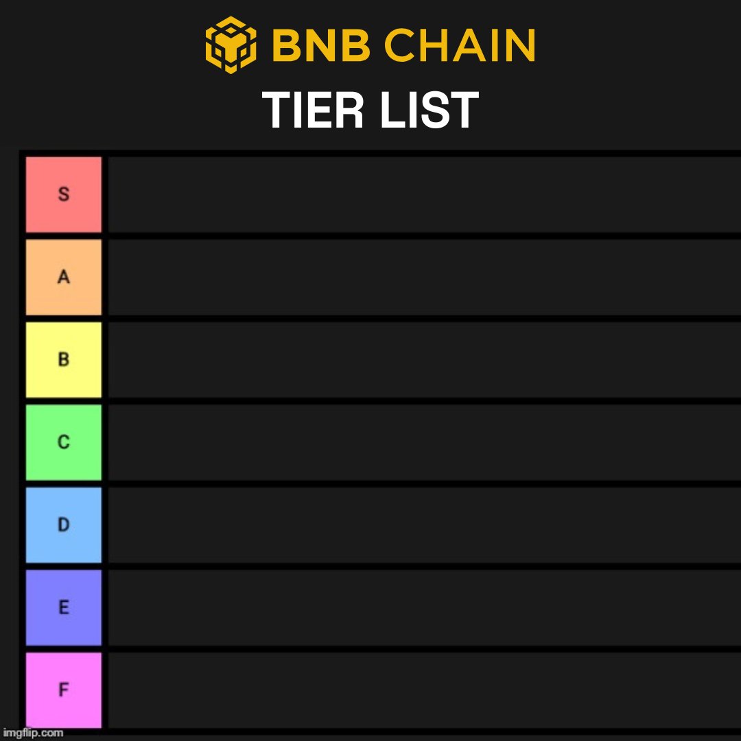 BNBCHAIN's tweet image. Let's see your BNB Chain project tier list 👇 

Which projects are you ranking where? 👀