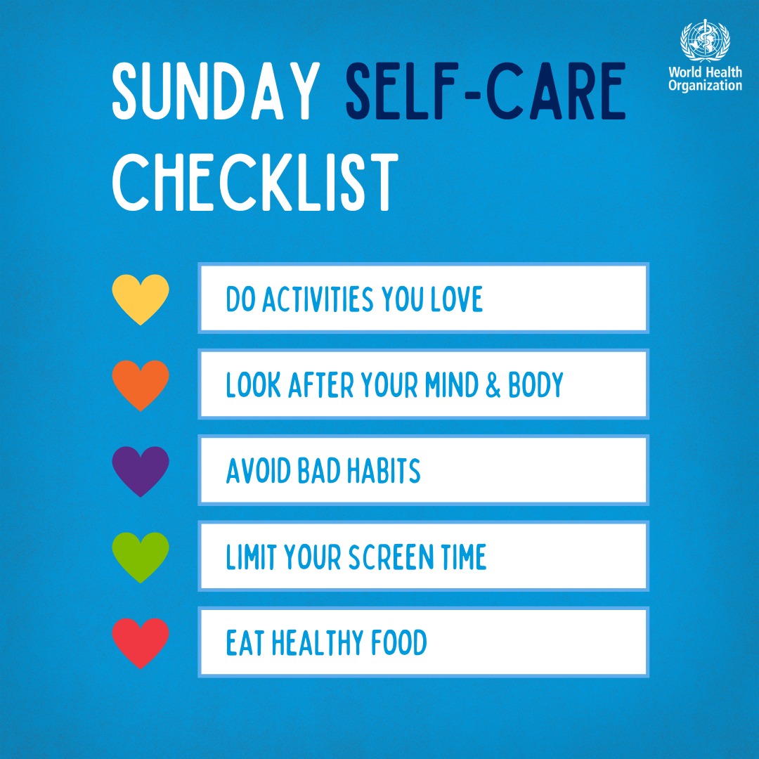 Here is your self-care checklist for today and everyday!  
Seo do liosta seiceáil féinchúraim do laethanta inniu agus gach lá! 💪