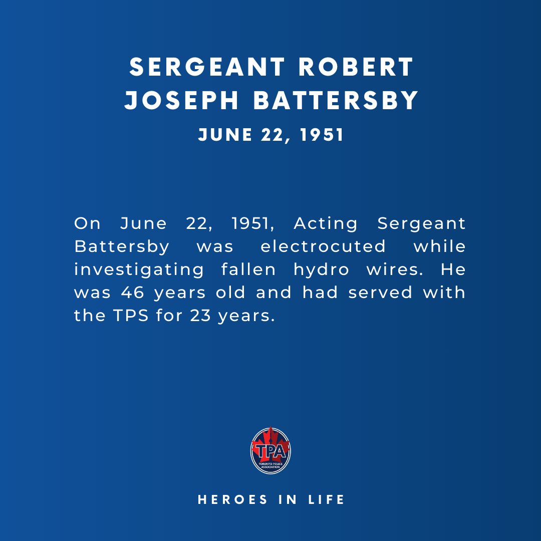 Remembering Sergeant Robert Joseph Battersby Badge 860, who lost his life in the line of duty on this day in 1951. #HeroesInLife #WeRemember #NeverForgotten