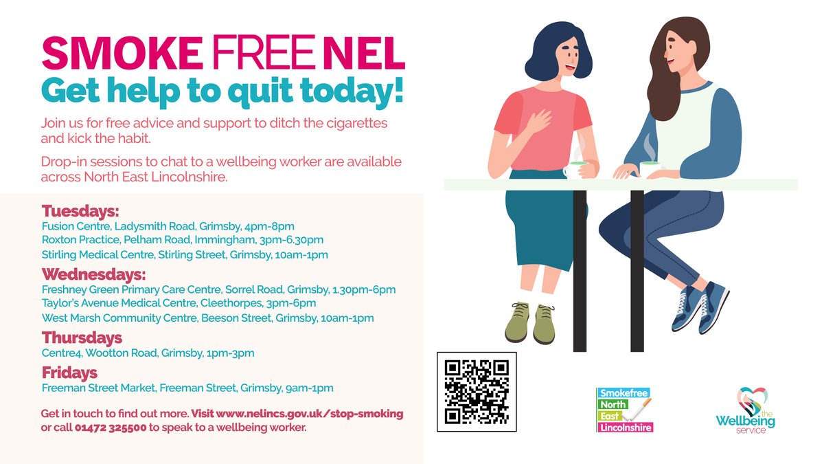 Make today the day you decide to quit! 🚭

Help is on hand with our free stop smoking service to kick the habit. 🙌

Visit nelincs.gov.uk/stop-smoking, call 01472 325500 or head to one of our drop-ins next week! 📱