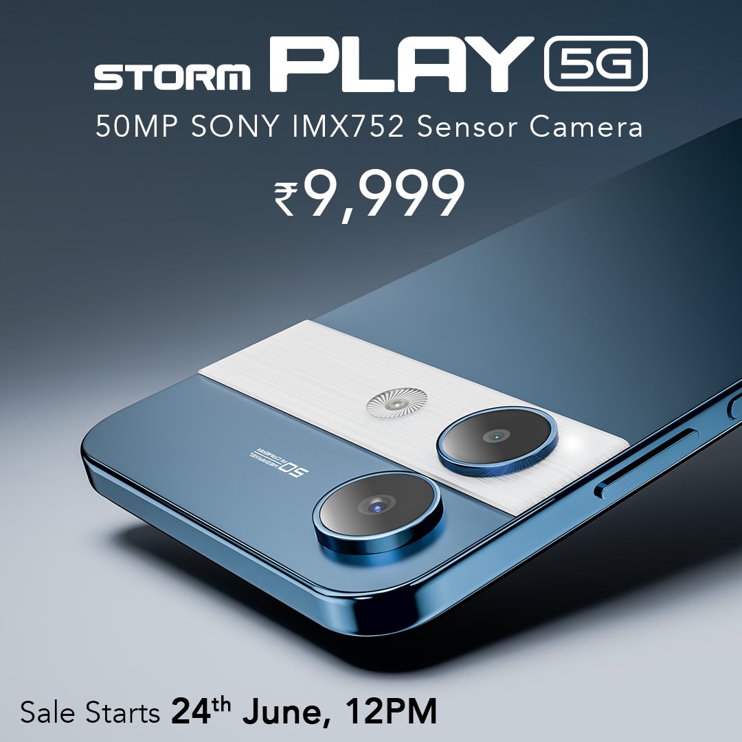 Lava Mobiles (@lavamobile) on Twitter photo Storm Play 5G: Sale starts 24 June, 12 PM only on Amazon.
Starting ₹9,999
#ContestAlert
1️⃣ Follow <a href="/LavaMobile/">Lava Mobiles</a>
2️⃣ Click on Notify me: amzn.to/3ZtdCII
3️⃣ Post the screenshot below, tag us & use #StormPlay5G
One lucky winner wins* Storm Play 5G.
*T&C Apply Storm Play 5G: Sale starts 24 June, 12 PM only on Amazon.
Starting ₹9,999
#ContestAlert
1️⃣ Follow <a href="/LavaMobile/">Lava Mobiles</a>
2️⃣ Click on Notify me: amzn.to/3ZtdCII
3️⃣ Post the screenshot below, tag us & use #StormPlay5G
One lucky winner wins* Storm Play 5G.
*T&C Apply