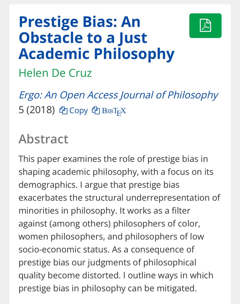 Sadly I never met Helen in person while we overlapped in Amsterdam but we had good exchanges about the city &amp; the sociology of academia. Her contribution to the latter is one of many aspects of her legacy I hope will endure. Prestige bias is real. It distorts academic life, badly