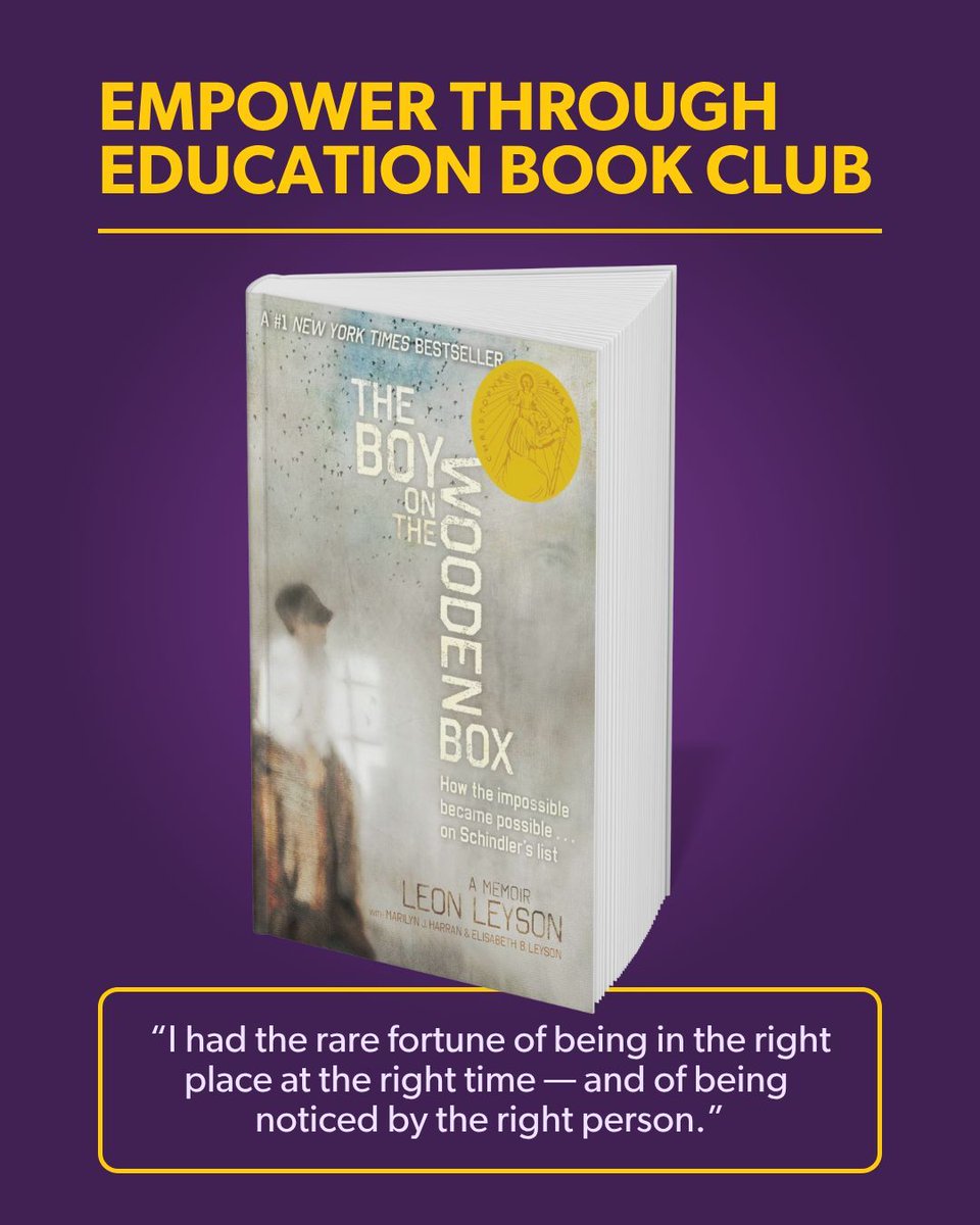 This month’s #EmpowerThroughEducation Book Club pick: The Boy on the Wooden Box by Leon Leyson.

A Schindler’s List survivor, Leyson shares his Holocaust story with honesty and heart.

📚 Join the convo—let’s reflect, learn, and grow together.

#MSHEFoundation #NeverAgainIsNow