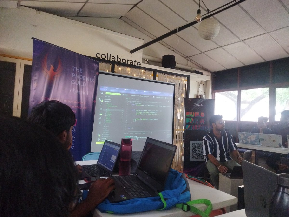 nithinanikin's tweet photo. Having a great time at Stellar Verse. Learning to create smart contracts

#stellar #tpgchennai #buildonstellar #thepheonixguild https://t.co/JTTucWhzWw