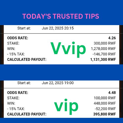 TODAY'S TRUSTED TIPS ...❤️

VVIP ODD 4+ 98% SURE .....💚
VIP ODD 4+ 90% SURE .......💚

Deposit 10kugx and get both tickets inbox 📥   

 Games are well analyzed so we are winning today 💪💪

@sureodd2master  telegram 
0704668755 whatsapp