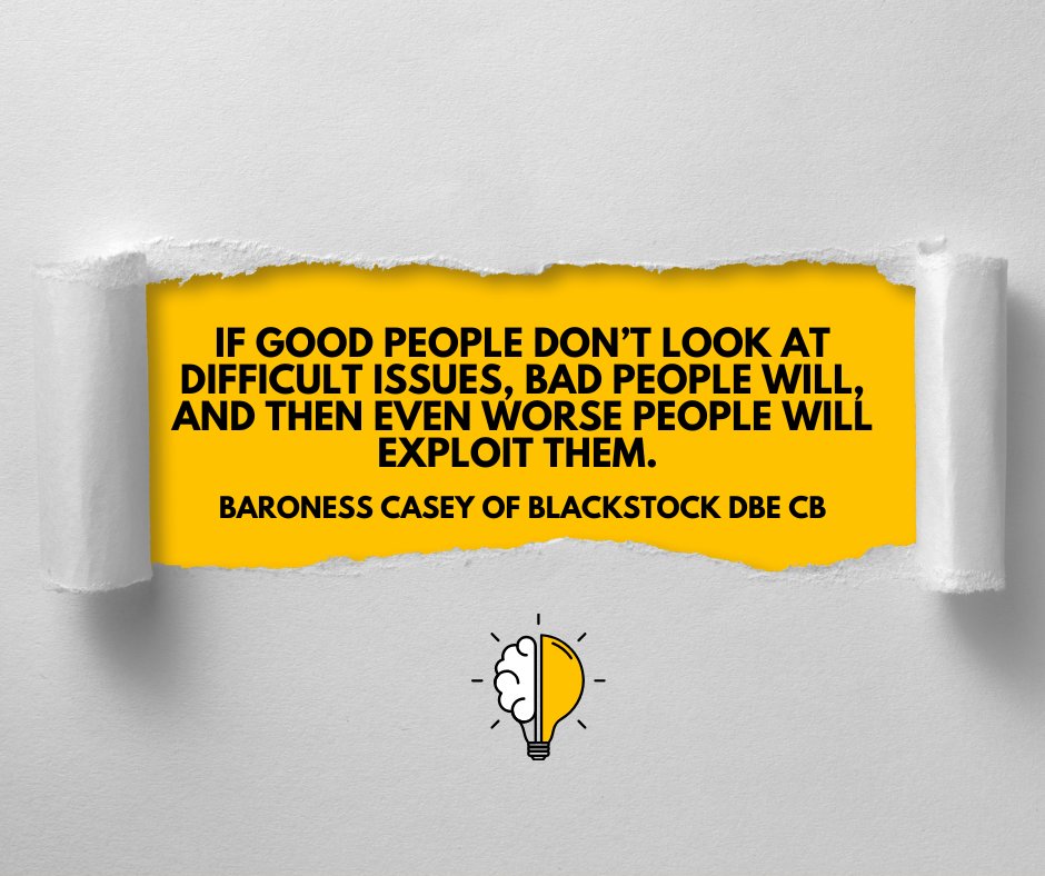 SusanPopoola (@susanpopoola) on Twitter photo If good people don’t look at difficult issues, bad people will, and then even worse people will exploit them.
Baroness Casey of Blackstock DEB CB
#Selah If good people don’t look at difficult issues, bad people will, and then even worse people will exploit them.
Baroness Casey of Blackstock DEB CB
#Selah