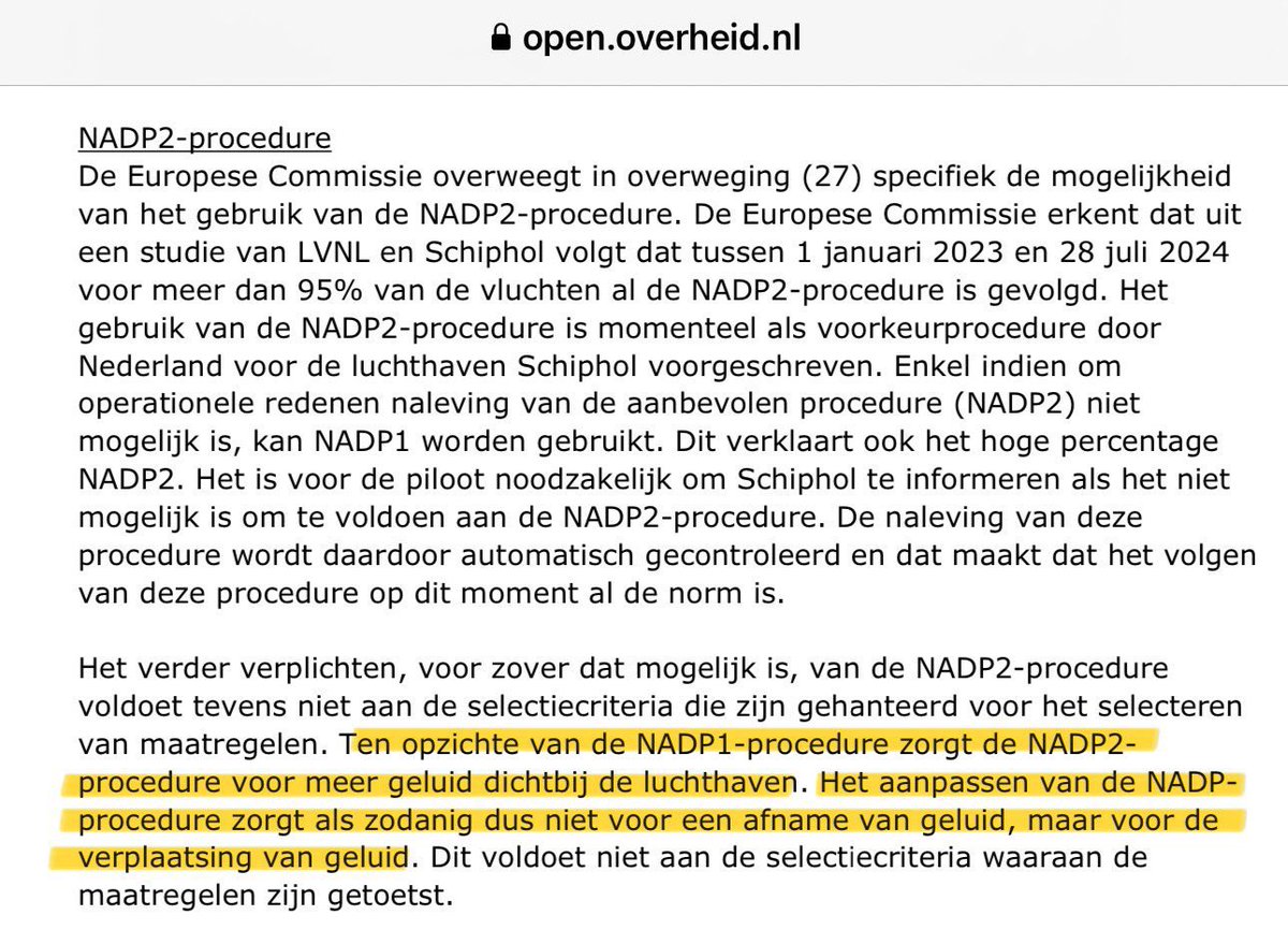 NADP2 procedure veroorzaakt in dichtbevolkte gebieden nabij startbanen, waar de vliegherrie al zeer ernstig is, nog meer overlast. Weet ook <a href="/MinIenW/">Ministerie van Infrastructuur en Waterstaat</a> <a href="/InspectieLenT/">Inspectie Leefomgeving en Transport</a>