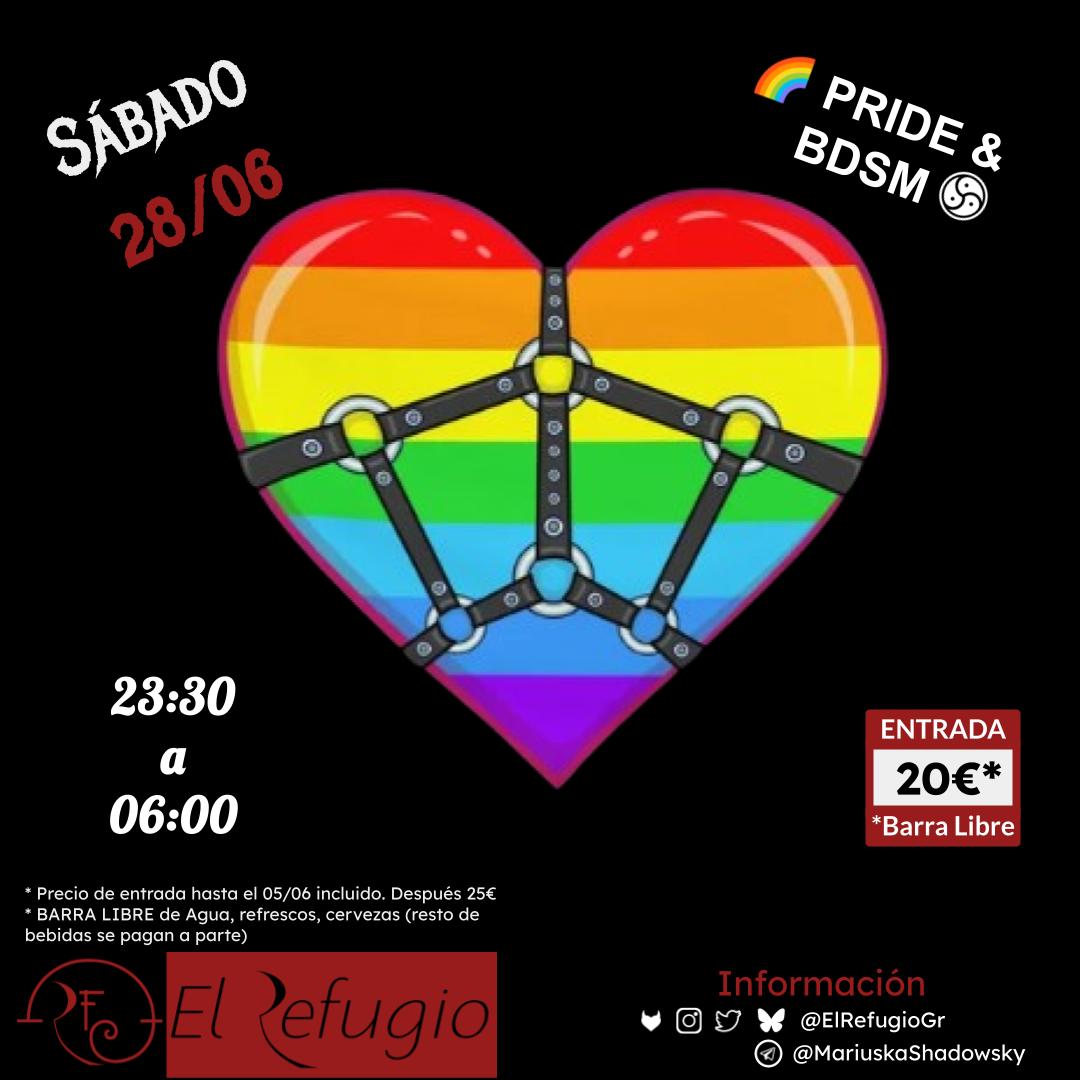 En esta ocasión, las puertas de <a href="/ElRefugioGr/">ElRefugio</a> se abren para acoger a todas aquellas personas que viven, aman y experimentan el placer de forma diversa. 🖤🌈
Sumérgete en una noche donde cuero, cuerdas, tacones y látex se combinan con la energía vibrante de la comunidad LGTBIQ+.