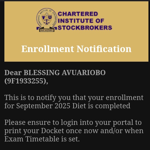 OfficialCruz02's tweet photo. Good Morning my Helpers,

My Name is Elohor Blessing 
Am a graduate in Accounting and am currently working in a Stockbroking firm. 

I decided to apply  for a professional course and since am working the field, I registered for CIS( Institute of Chartered Brokers). https://t.co/WK7VaoZJFo