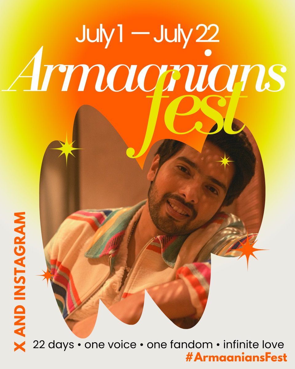 ShivaniPatel23's tweet photo. #Armaanians, I know everyone’s waiting for the #ArmaaniansFest announcement, so here it is! 
Starting July 1, 2025 🧡
Stay tuned for more details and use #ArmaaniansFest in your tweets. 

(till then baari baari 👏🏼👏🏼👏🏼) 

@ArmaanMalik22 one month to go!!! Are you excited? 🥳 https://t.co/jgzckIax0v