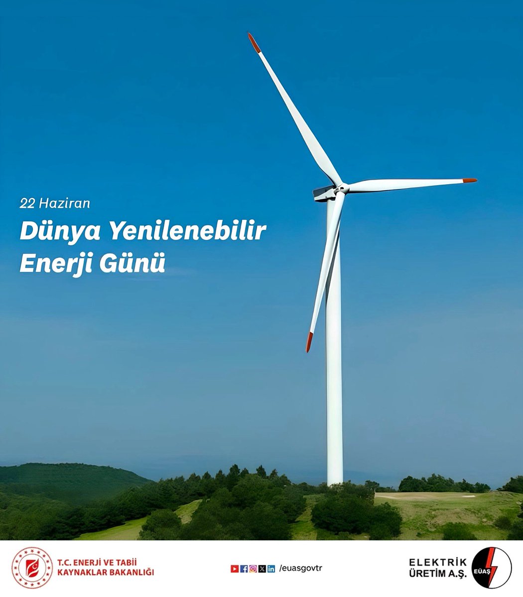 Dünya Yenilenebilir Enerji Günü Kutlu Olsun! 
⚡️
#EÜAŞ
#yenilenebilirenerji