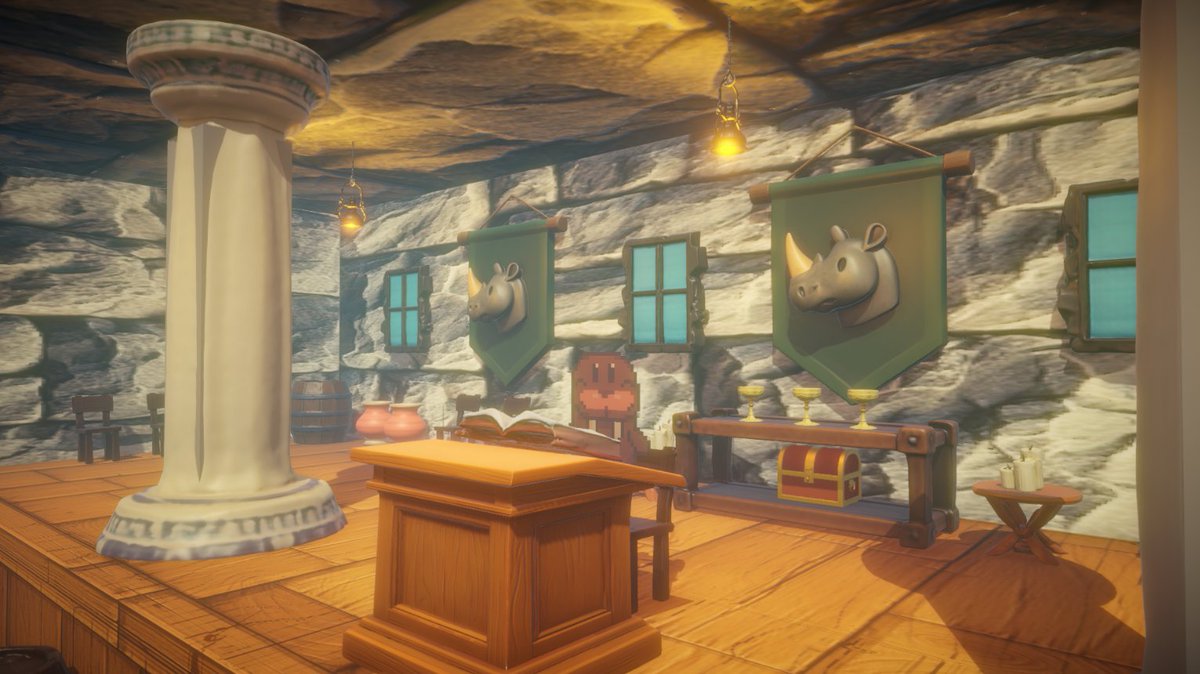 Nervanti's tweet photo. Mauri giving a speech at Rhinoria's Town Hall meeting #indiedev #indiegame #Unity #unity3d #MauriMursusOdyssey #SteamNextFest #Steam https://t.co/9epk1RgArk