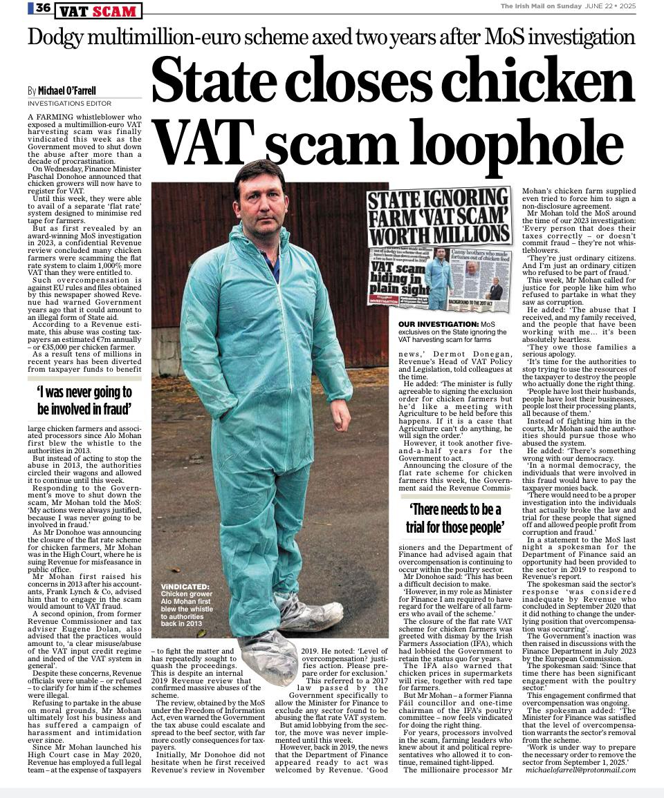 TheRising_Moon's tweet image. Great to see that @alomohan has won his battle to end the Irish Chicken VAT scam. He wasn&apos;t prepared to engage in this VAT fraud and after a long fight his campaign has finally ended it.