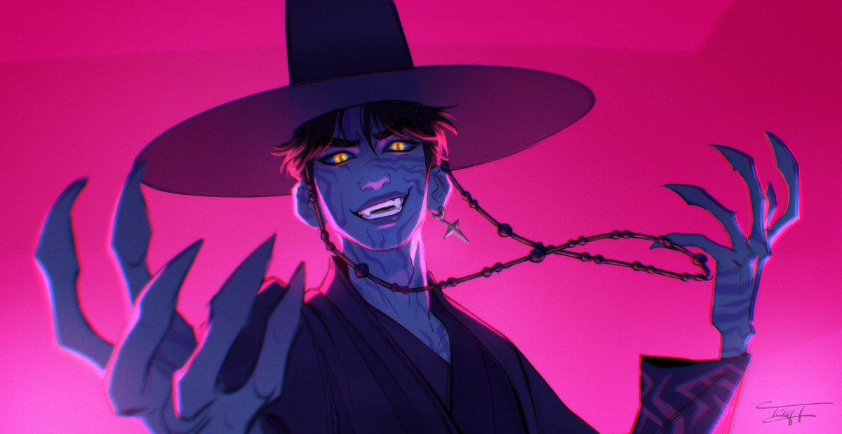 tenyais's tweet image. Don’t post here much anymore but here is some kpop demon hunters fanart cuz I love bebe boy Jinu’s design