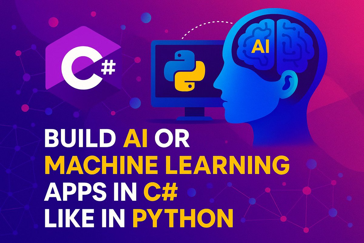 CsharpCorner's tweet photo. 🤖 𝐘𝐞𝐬, 𝐲𝐨𝐮 𝐜𝐚𝐧 𝐛𝐮𝐢𝐥𝐝 𝐀𝐈 & 𝐌𝐋 𝐚𝐩𝐩𝐬 𝐢𝐧 𝐂#, 𝐣𝐮𝐬𝐭 𝐥𝐢𝐤𝐞 𝐏𝐲𝐭𝐡𝐨𝐧. 
Explore how 𝐌𝐋.𝐍𝐄𝐓 and other tools bring 𝐀𝐈 𝐭𝐨 𝐭𝐡𝐞 .𝐍𝐄𝐓 world.  

🔗 https://t.co/JgbeRbLqT5

#CSharp #AI #MachineLearning #MLNET #DotNet #PythonVsCSharp #ArtificialIntelligence #TechTrends #Developers #CodeSmart
