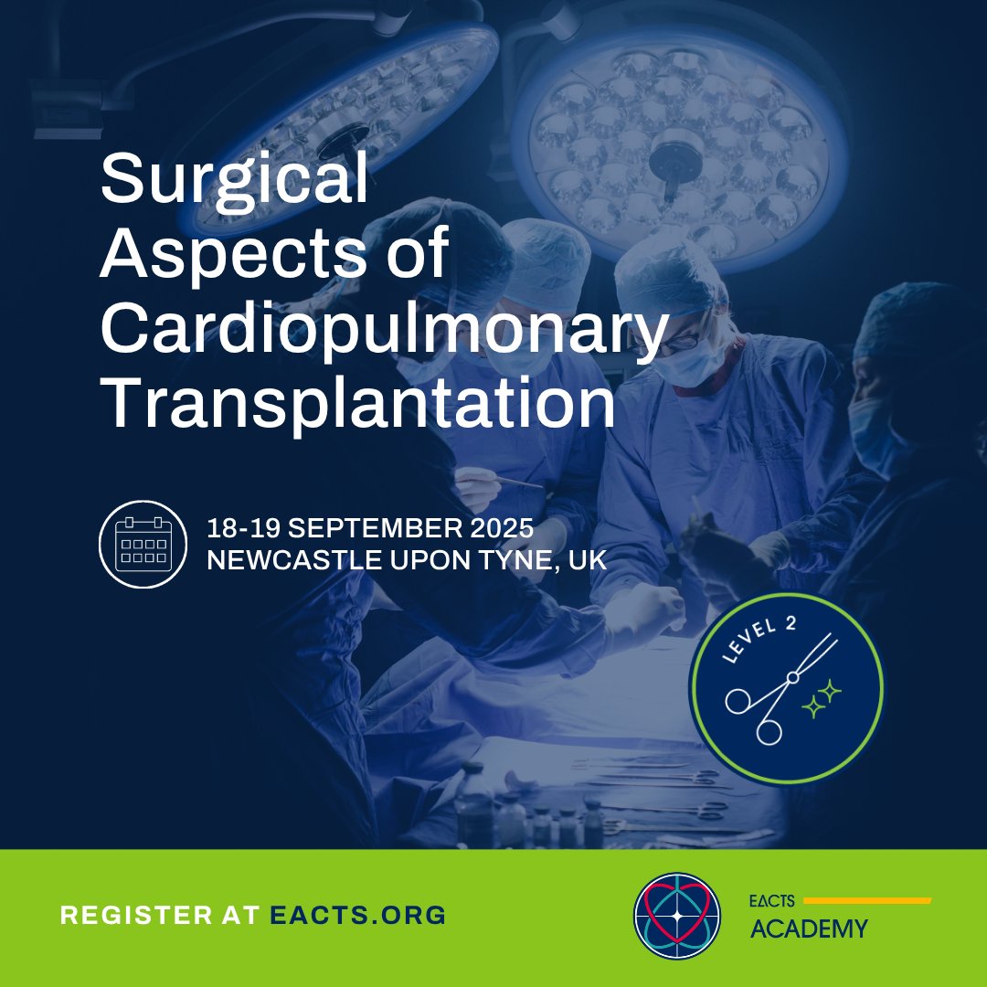 Back by popular demand, the Surgical Aspects of Cardiopulmonary Transplantation course returns this September! 

Gain hands-on cadaveric training and learn directly from experienced faculty. 

Spaces are limited 👉 register now! 🔗 eacts.org/education/eact….