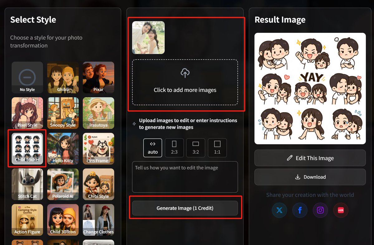 StyleAi_art's tweet image. Upload a photo and get your own stickers!
#Chibi #ai #styleai #StyleAiart #GPT4O  #stickers

styleai.art