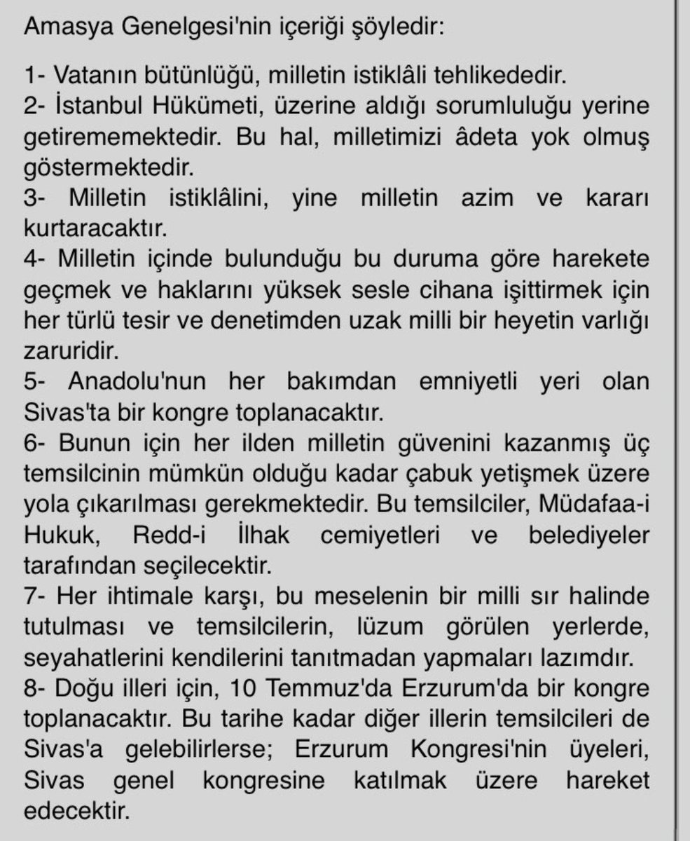 yajupsen's tweet photo. 106 yıl önce bugün...
Amasya Genelgesi yayımlandı:
✅ “Vatanın bütünlüğü, milletin istiklâli tehlikededir. Milletin istiklâlini yine milletin azim ve kararı kurtaracaktır.”
✅Bu tarihi belgeyle başlayan Milli Mücadele’nin önderi Gazi Mustafa Kemal Atatürk ve silah arkadaşlarını rahmet, minnet ve saygıyla anıyorum.
Ruhları şad, emanetleri emin ellerde olsun.