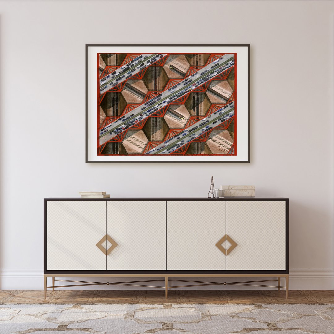 melvyn_robinson's tweet photo. 'Transport Problems' captures the chaos of modern travel 🚗 🚄 — gridlock, congestion, and the daily struggle to move. 🎨✨️
Watercolour on paper, 76 x 55 cm 🖌
Discover more at https://t.co/NppdyrGM3X 🌏
#Watercolour #GeometricArt #TransportProblems #Gridlock #Traffic https://t.co/NPliXq0oBQ