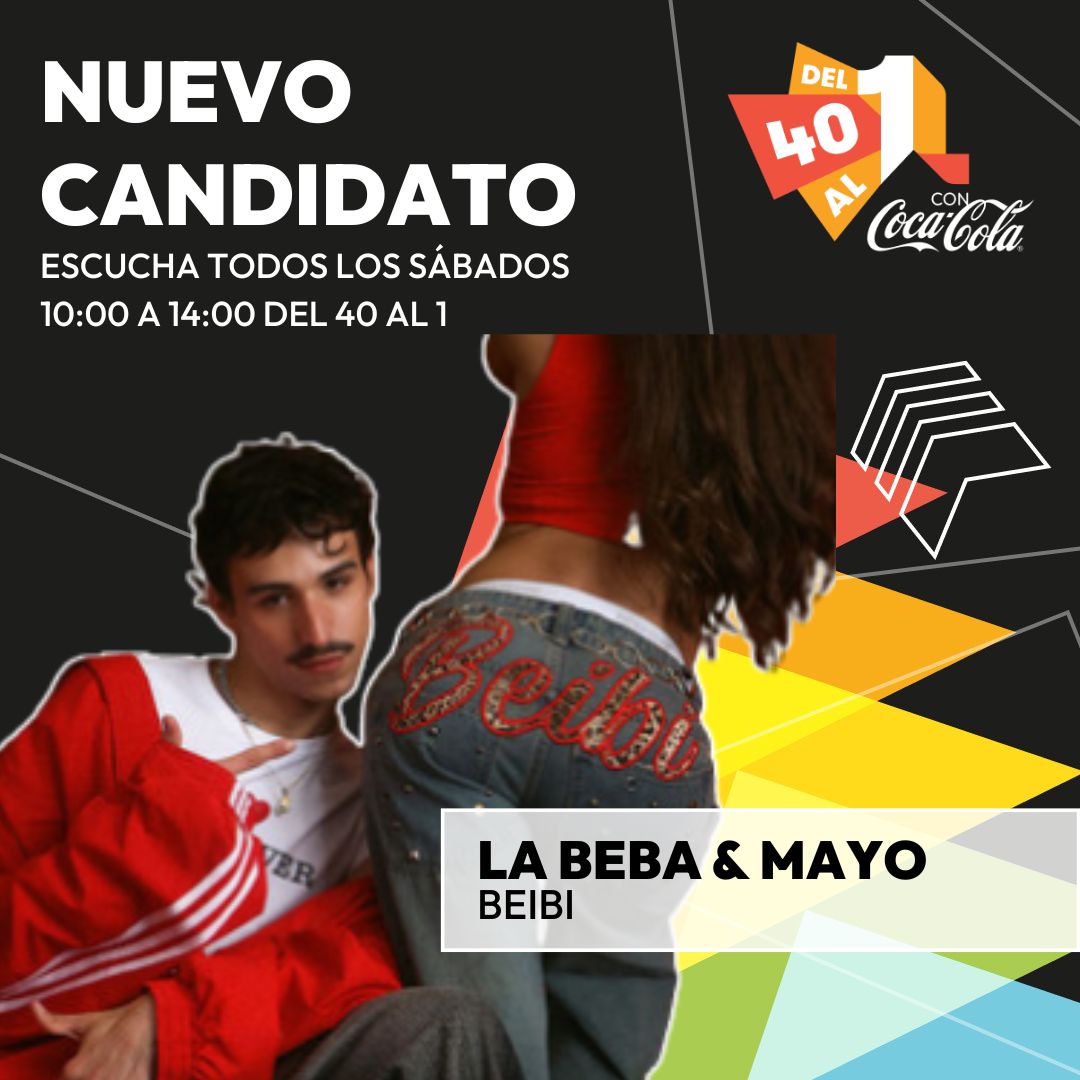 mayoinfo_'s tweet photo. 📻|| VOTOS DEL 40 AL 1 (27/06)

💬 Mi candidata a la lista #Del40al1CocaCola @Del40al1_es es #BEIBI de La Beba &amp; MAYO #MiVoto40

🎖️: 400 respuestas. https://t.co/fCrODvJjjW