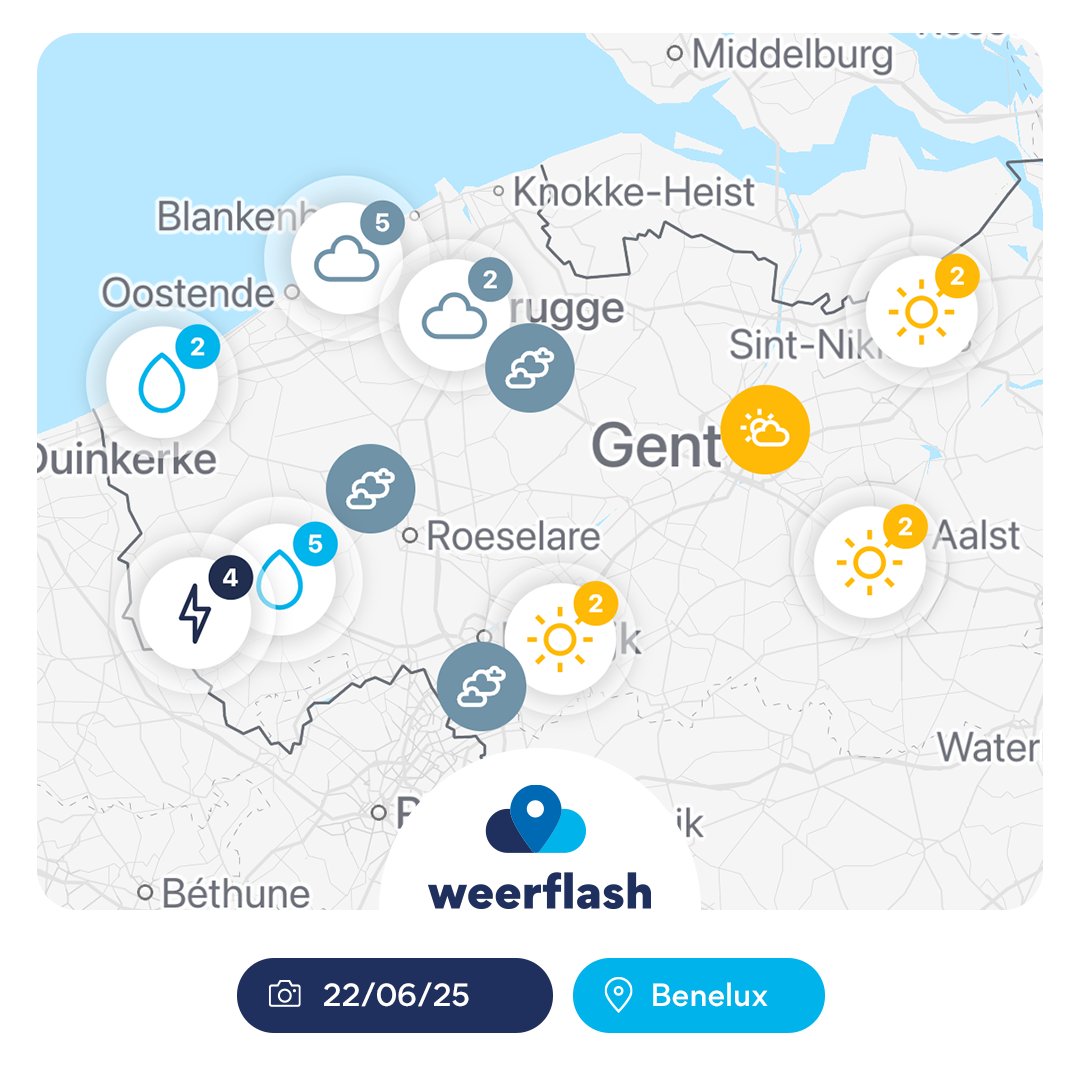 We detecteren live ook enkele waarnemingen van #onweer in onze #weerapp. Download Weerflash gratis en registreer. Dat kan via mail maar ook sinds kort via Facebook.