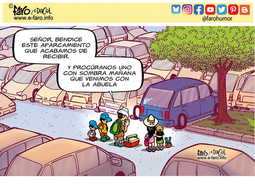 Parking, sombra, playa. 
La santísima Trinidad.