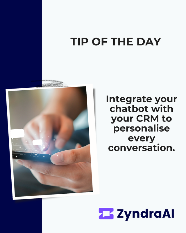 ZyndraAI's tweet image. Want smarter conversations that convert? Connect your ZyndraAI chatbot to your CRM! 🔗

This allows your bot to access customer info in real-time—so every chat feels more human, more helpful, and more effective.

#ZyndraAI #CRMIntegration #ChatbotTips #SmartAutomation