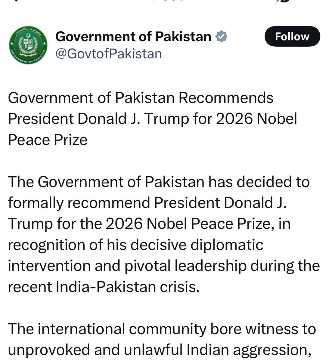 TalatHussain12's tweet photo. Govt strongly condemns Trump's attacks on Iran but passionately recommends Trump for Nobel Peace Prize. https://t.co/GD9MGiMuxG