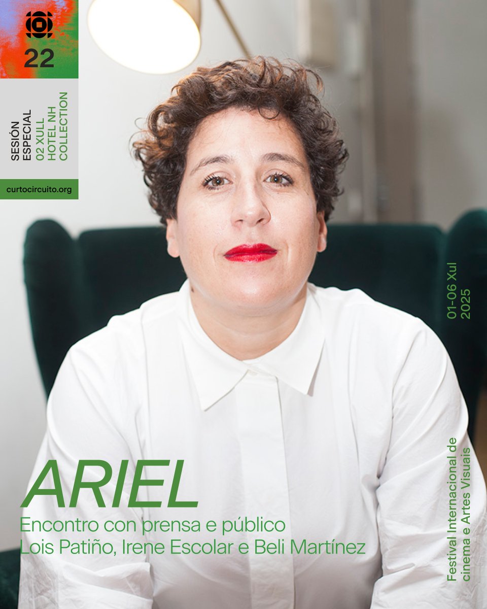 ✨Un día despois da estrea de 𝘼𝙧𝙞𝙚𝙡 en #Curtocircuíto2025, o seu director, #LoisPatiño; a súa produtora, #BeliMartínez; e a actriz #IreneEscolar manterán un encontro co público, onde compartirán o proceso creativo desta obra inclasificable.

🗓 2/07 - 12:00h
📍 <a href="/nhcollection/">NH Collection</a>