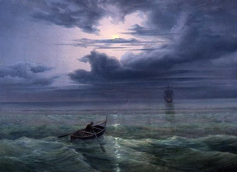 twilight_art's tweet photo. エルンスト・エーメ《月夜のサレルノ湾》1827年、ドレスデン美術館 https://t.co/TroQn02j9w