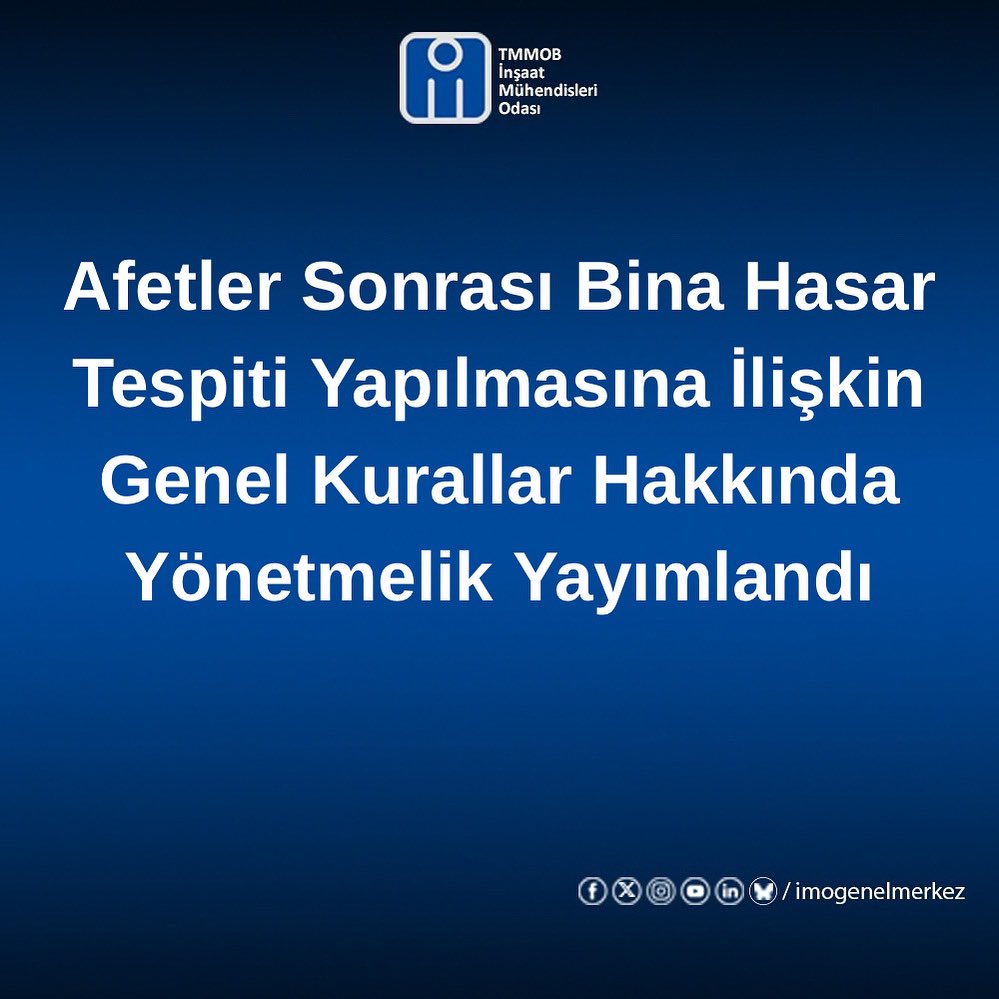 Afetler Sonrası Bina Hasar Tespiti Yapılmasına İlişkin Genel Kurallar Hakkında Yönetmelik Yayımlandı👇

resmigazete.gov.tr/eskiler/2025/0…