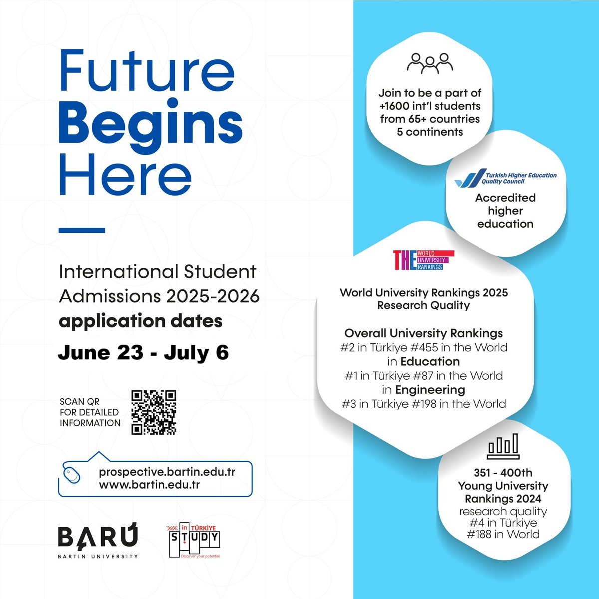 Bartinuni_ISO's tweet photo. Discover Excellence Beyond Borders:
Join Bartın University (BARU)Today.
Admissions open for int’l students:
June 23- July 06 ,2025 on
https://t.co/fK7icoylTr🌍 #studyinturkey #YourPathToSuccess
@profdraakkaya
@gumuss
@baruedutr
@tomerbartin https://t.co/upMV7xxOde