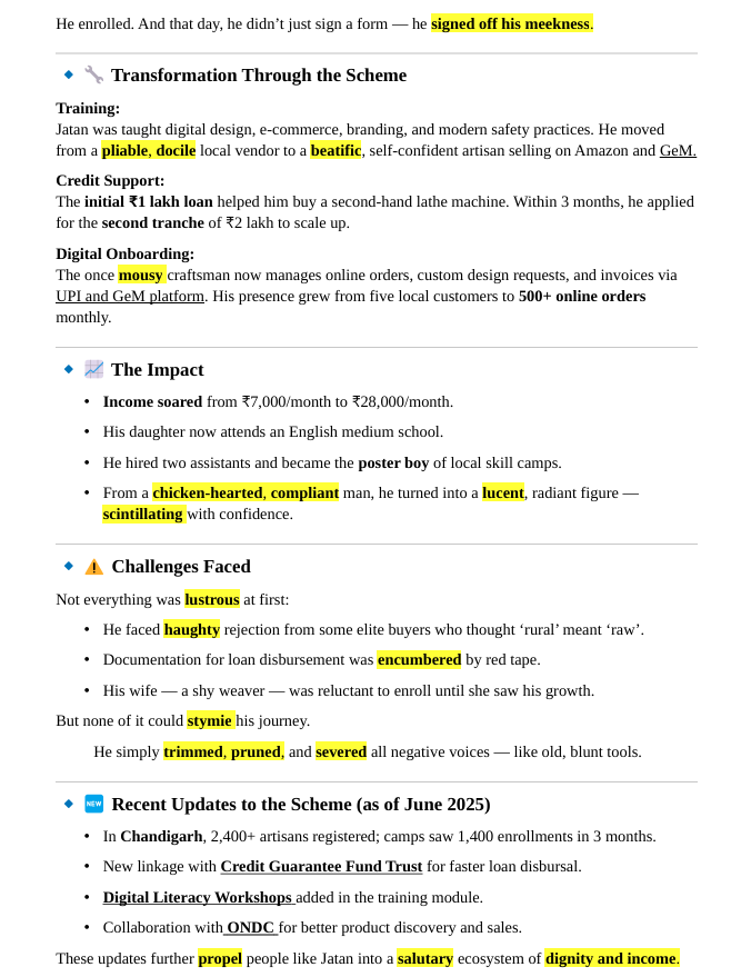 EeeDeep's tweet photo. 🧠 Wanna learn a govt scheme and upgrade your vocab?

In this post, we decode PM Vishwakarma Yojana — not just with facts, but with elite words like bonafide, galvanize, meek, fulgent, spurious &amp; more.

📚 Prep smarter. Learn deeper. Let’s go ↓
#PMVishwakarmaYojana  
#SkillIndia https://t.co/l79f4MrrTc