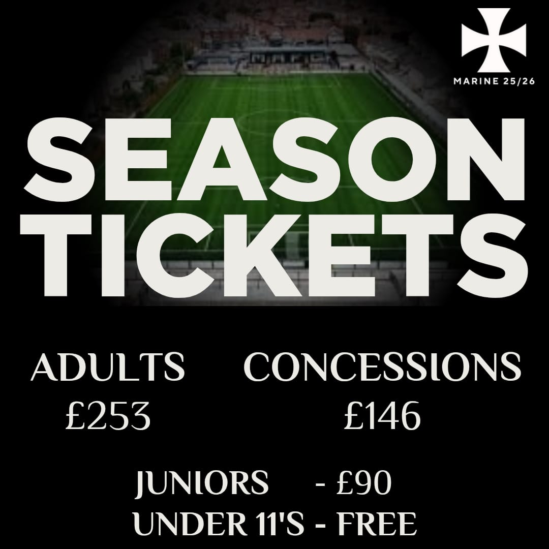 🙌 Under-11 season tickets are free with an accompanying adult for 2025/26, with junior season tickets at just £90!

You can also split payments via Klarna - marinefc.ktckts.com

#WeAreMarine