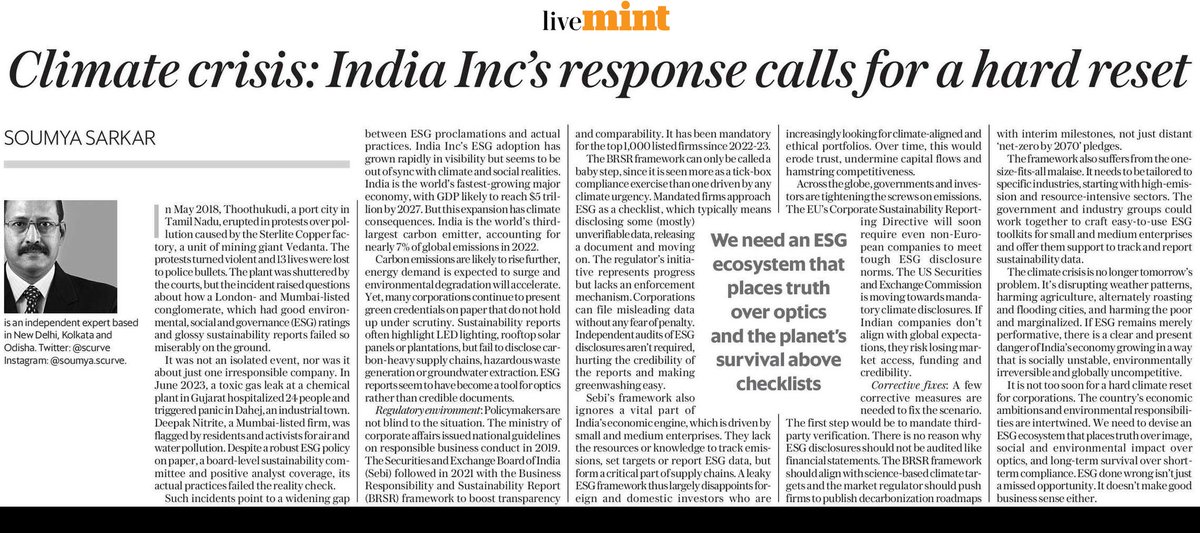 The country's economic ambitions and environmental responsibilities are intertwined. Nice article <a href="/scurve/">Soumya Sarkar</a> da.