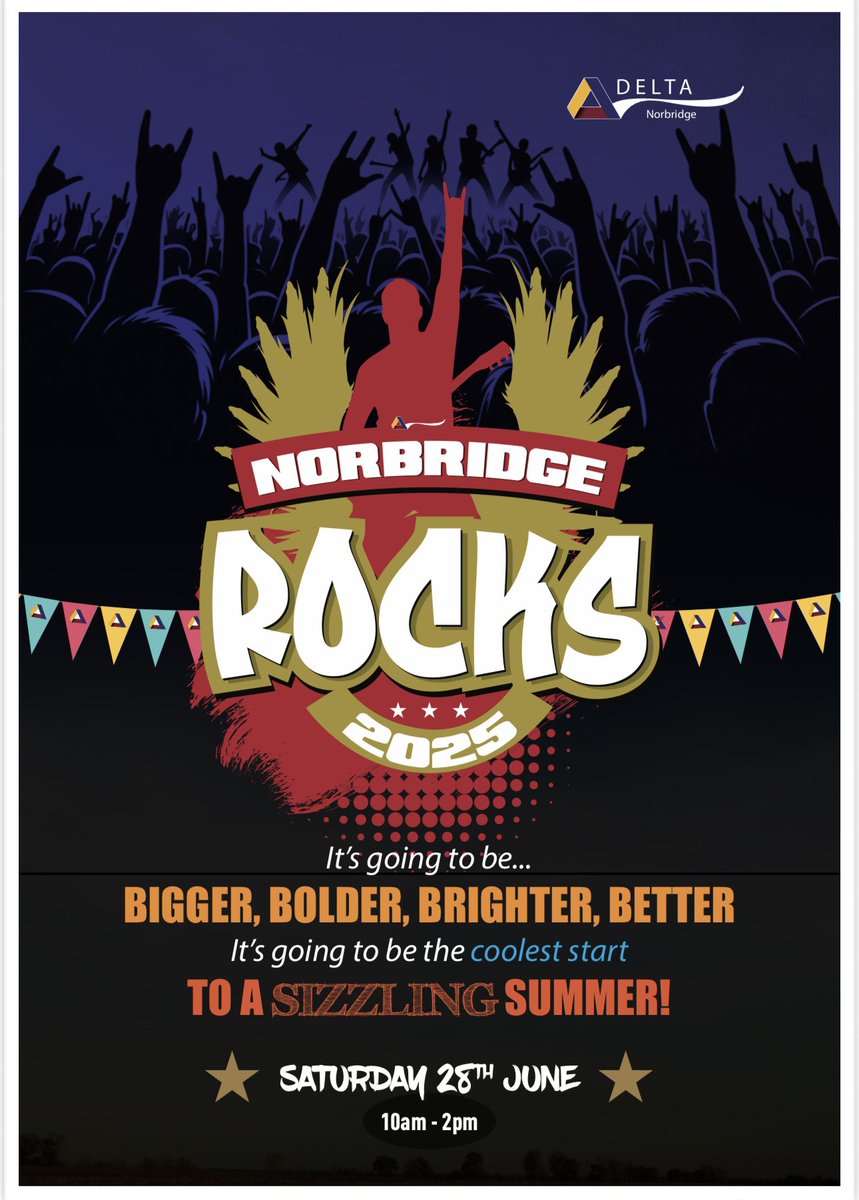 This Saturday,we will be opening our school gates to the community. Come along and enjoy live entertainment by pupils of past and present,the staff band and much more…we will have food, drinks, cakes and sweets, bouncy castles, games, sensory garden and stalls… @DeltaNorbridge
