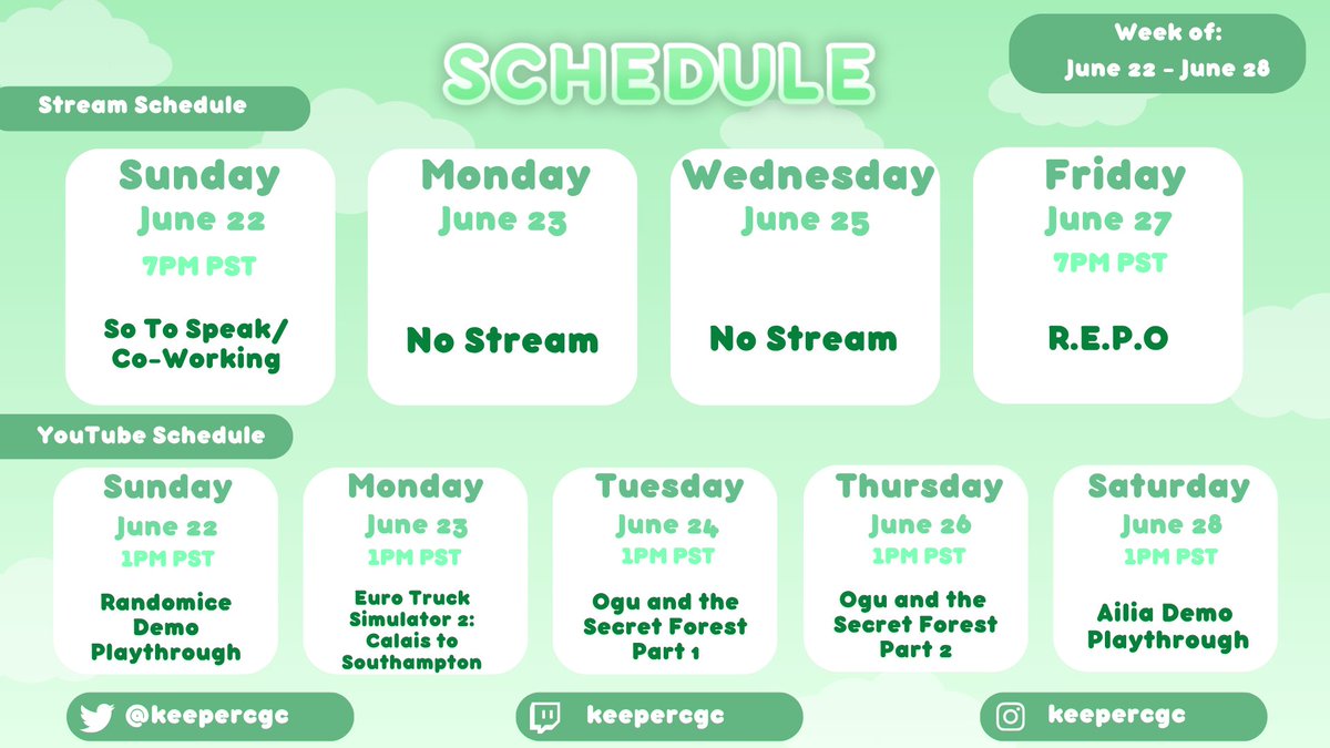 KeeperCGC's tweet image. This week is a short one on stream as I am getting my wisdom teeth out on Monday, BUT we'll still have a great time over on Twitch when we are there! Over on YouTube we have great demos, the start of Euro Truck Sim AND the beginning of the Ogu and the Secret Forest playthrough!